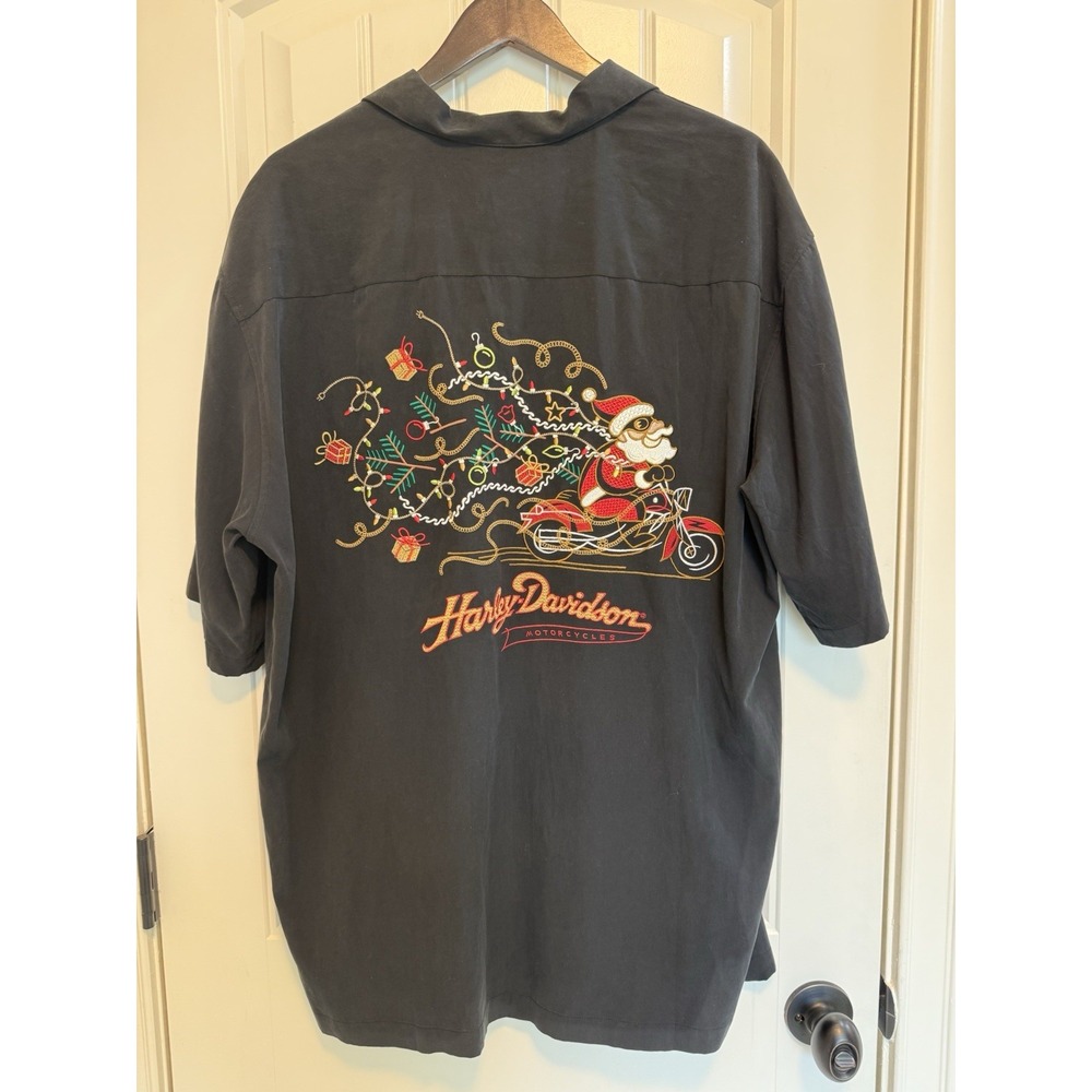 Harley-Davidson Tori Richard Santa's Breakaway Silk Shirt Black XL 0918-4488